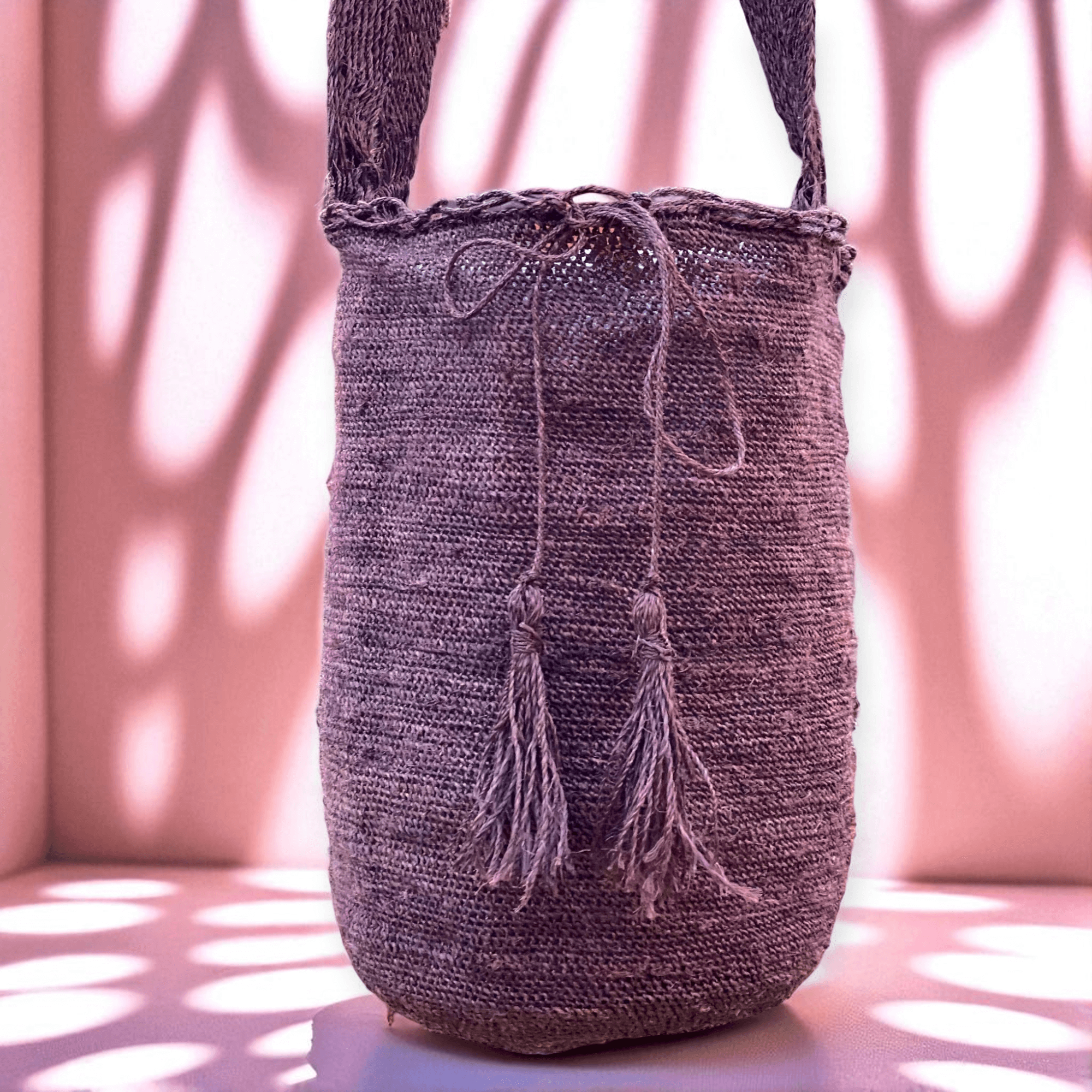 Mochila artigianale in fique melanzana