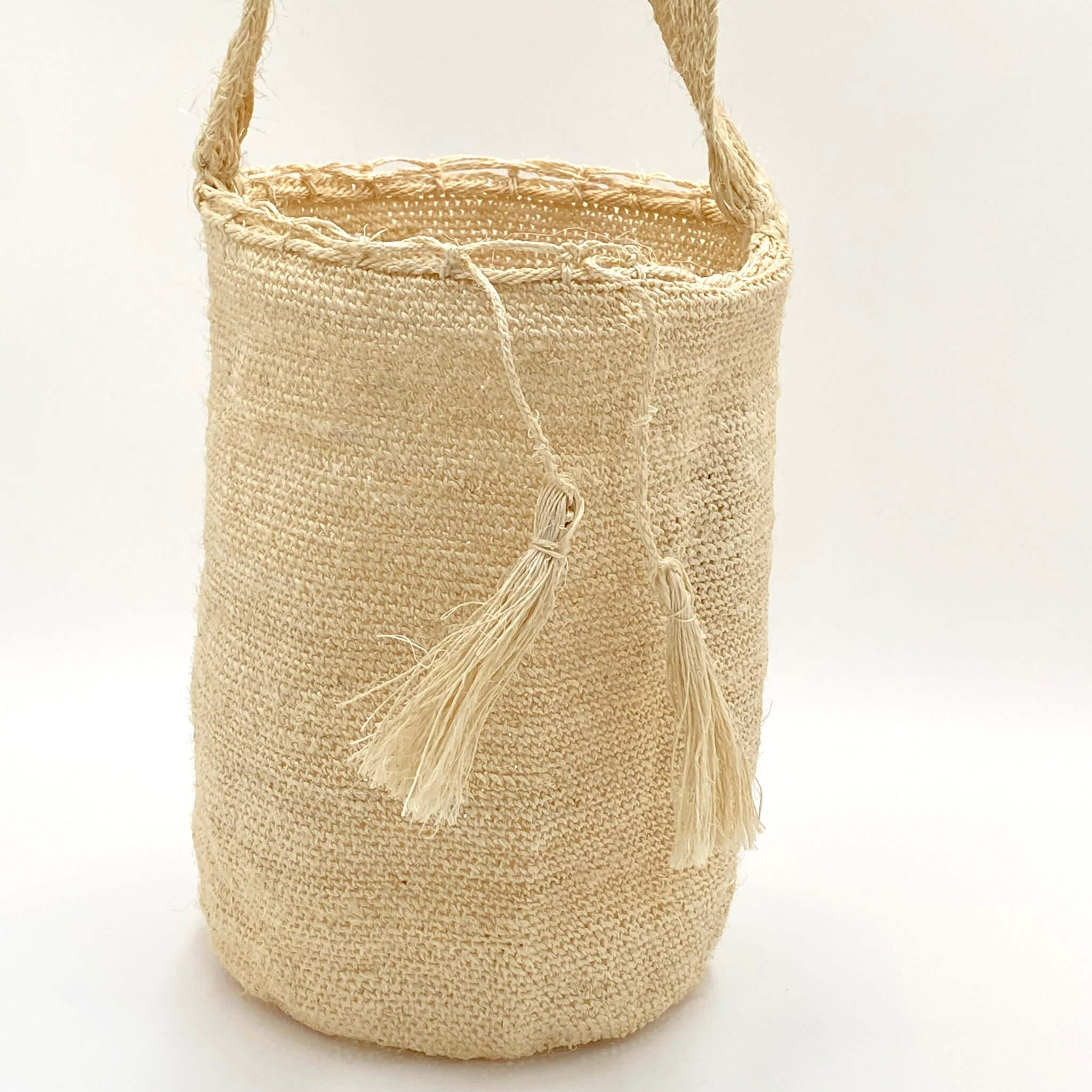 Borsa artigianale bianca FIBI Bag Nivea in fibra di fique naturale, Volver Bags