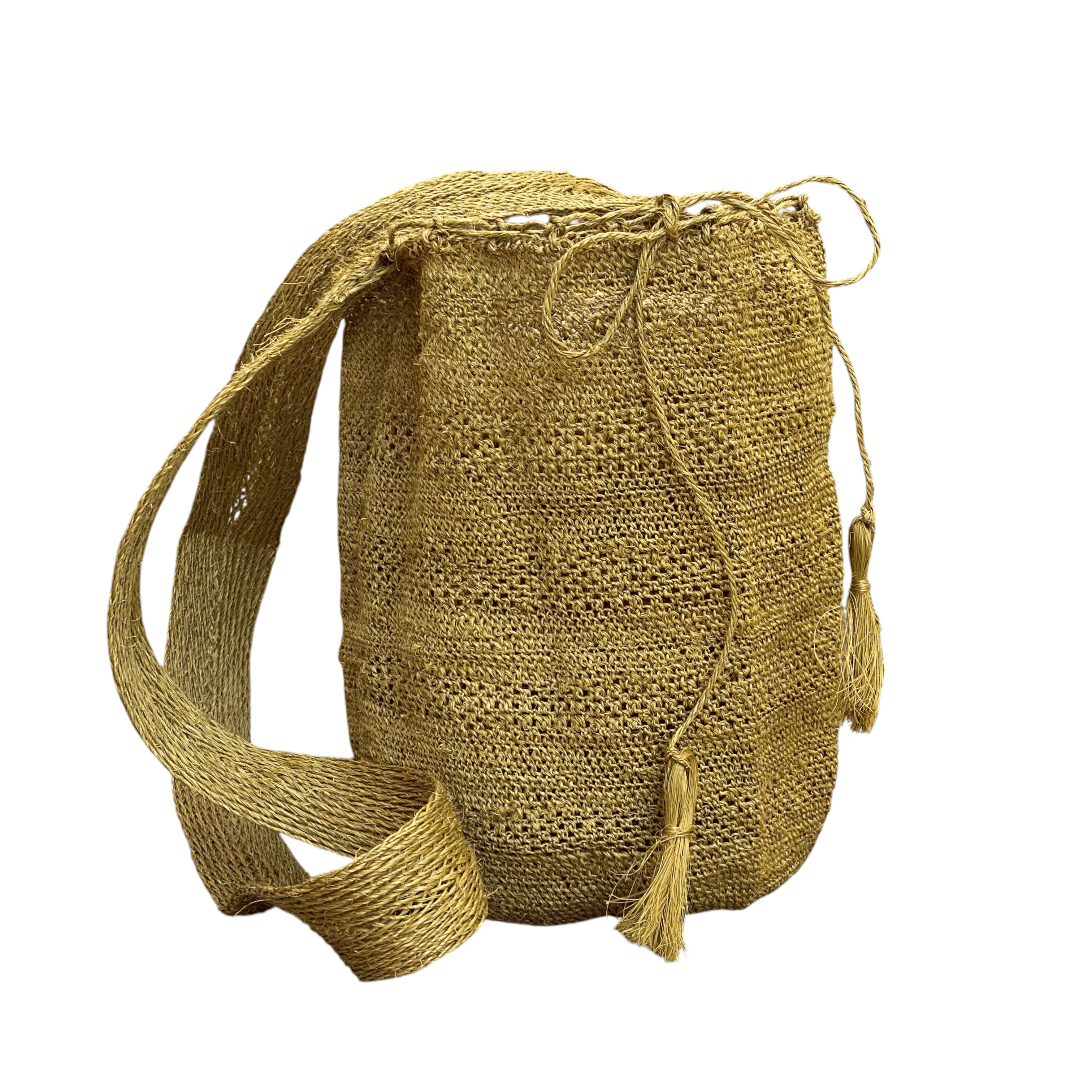 dettagli ingranditi della borsa in fique, si può notare la leggerezza della borsa e la sua particolare lavorazione artigianale