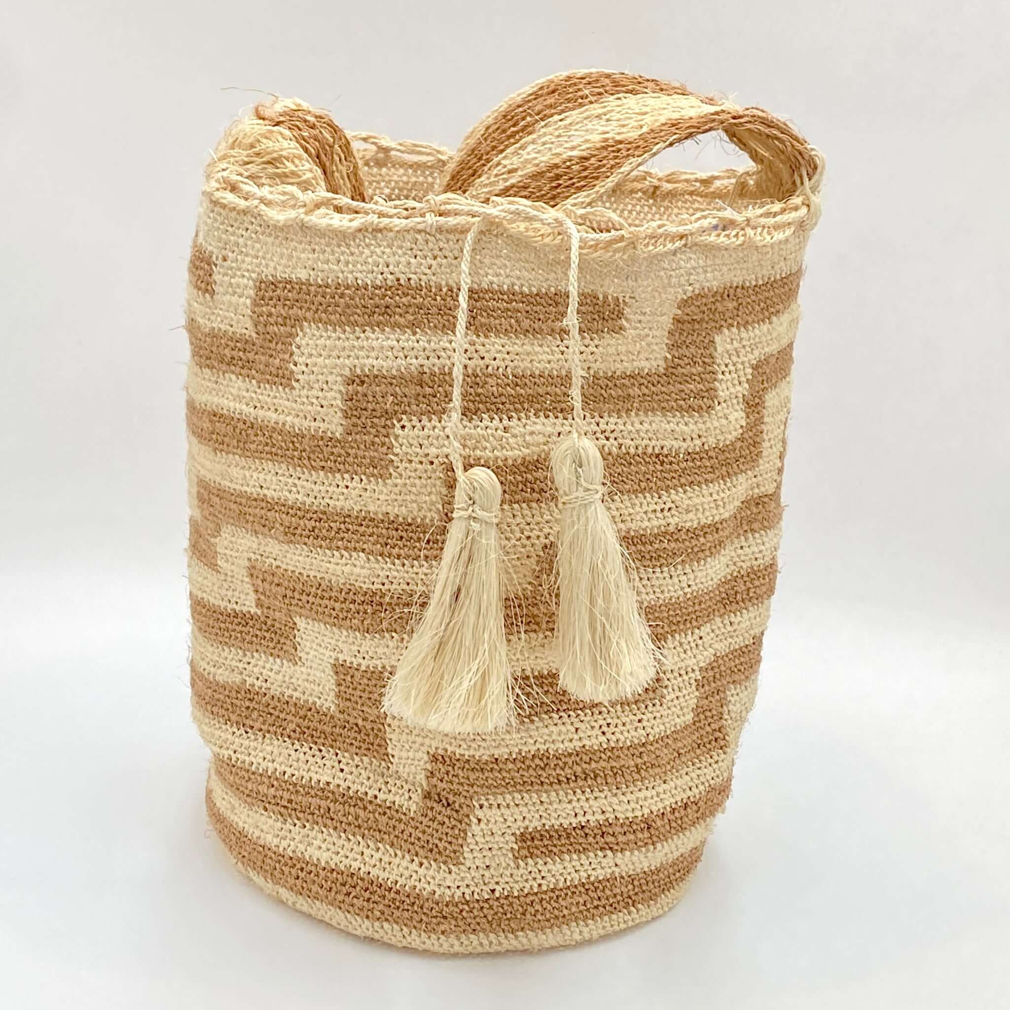 FIBI Bag Duna in fique naturale con motivi beige e crema – Volver Bags