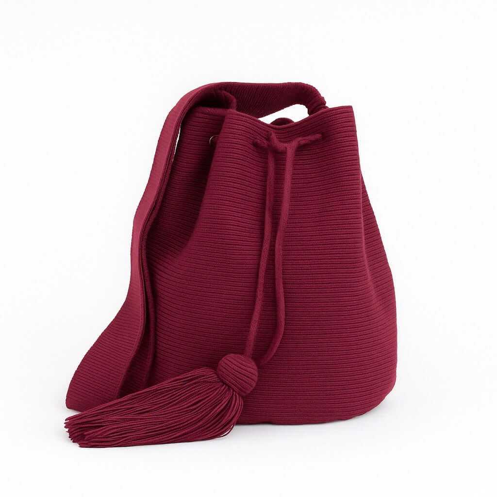 borsa artigianale borgona uncinetto, realizzata da donne indigene colombiane