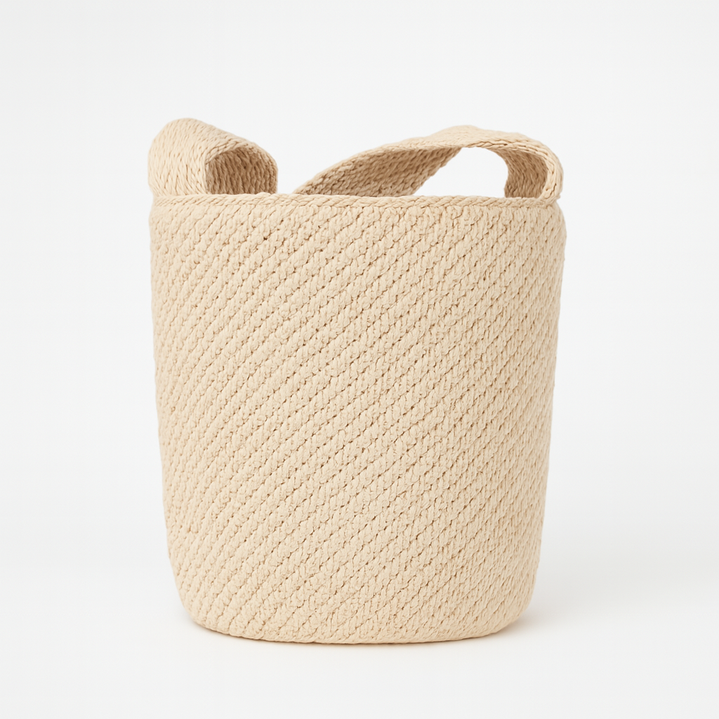 Borsa in fibra vegetale, realizzata a mana. colo bianco sporco con trama raffinata