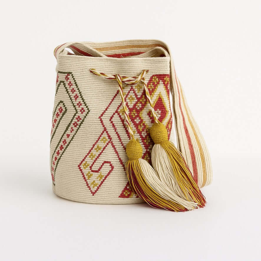 Mochila Wayuu Sol Dorado borsa artigianale cotone