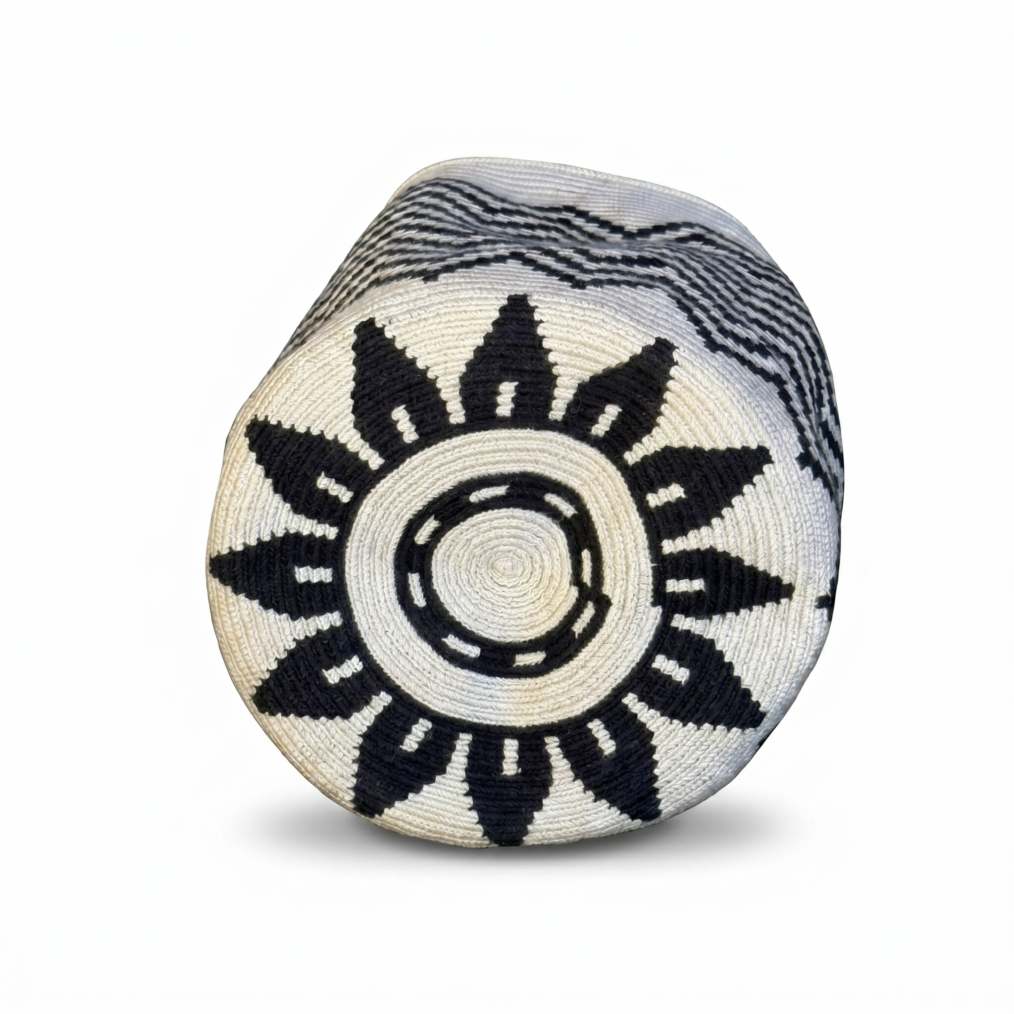 base borsa wayuu piccola bianco e nero motivi geometrici