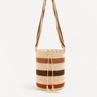 FIBI Bag Siena S artigianale in fibra naturale di fique con righe cacao terracotta e avorio realizzata a mano in Colombia