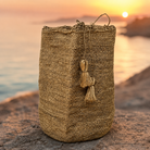 borsa intrecciata a mano in agave al tromonto