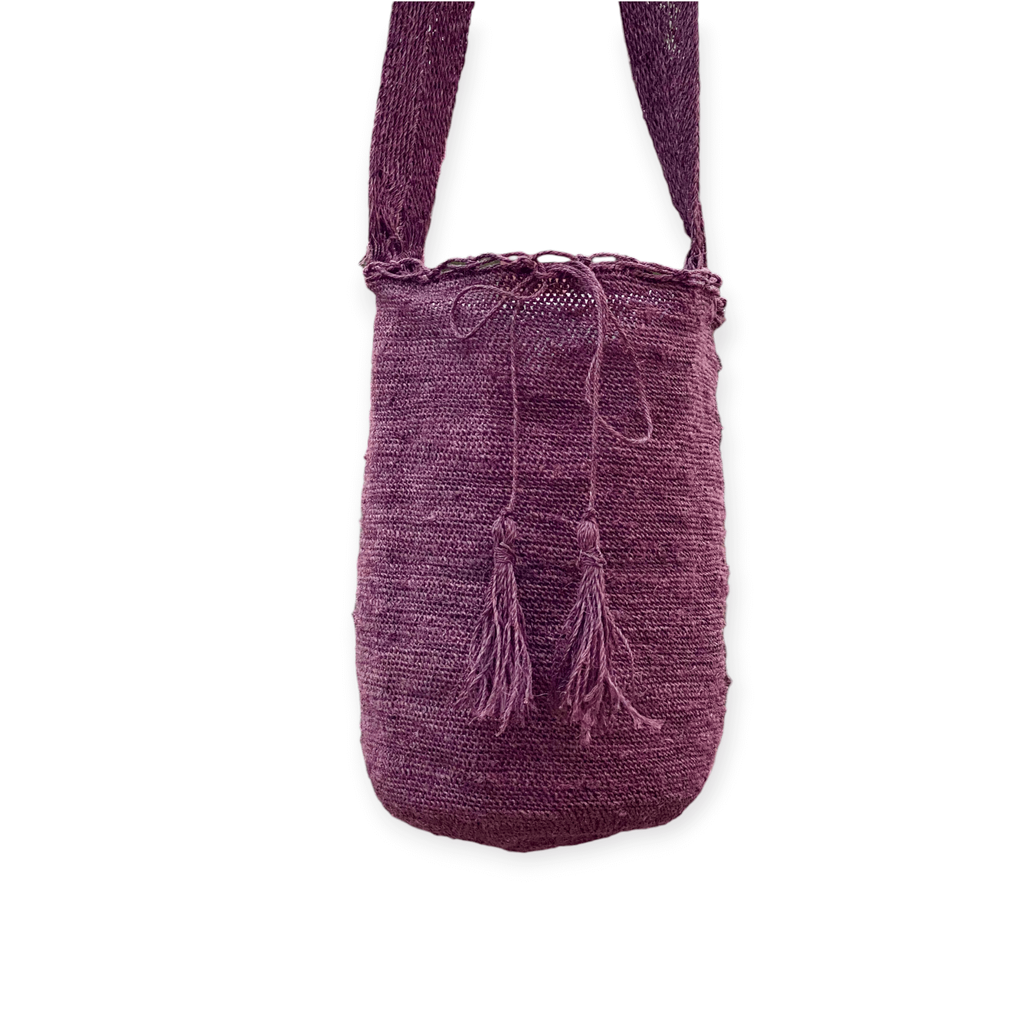 Borsa Fibi Mora in fique naturale color melanzana
