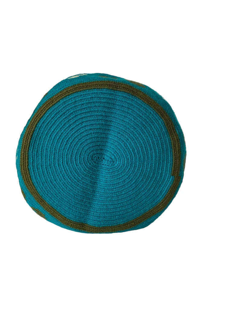 Fondo borsa Mochila Selva Profonda – borsa crochet etnica verde e crema

