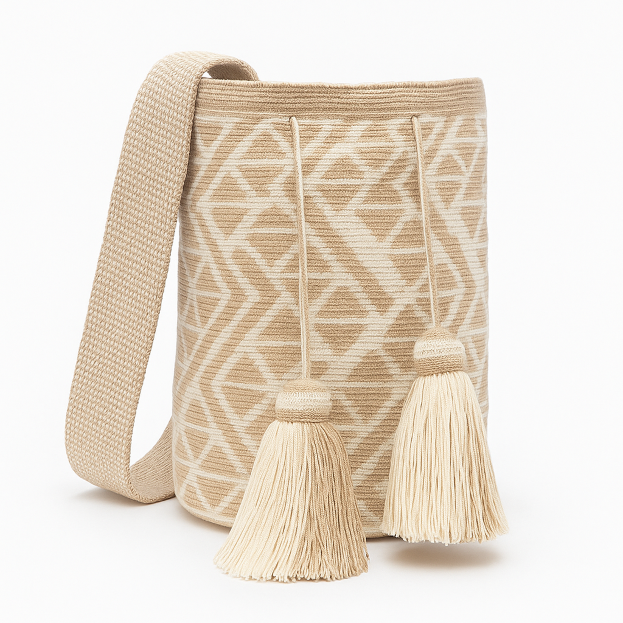 Borsa artigianale Wayuu nei toni miele e panna | Volver Bags
