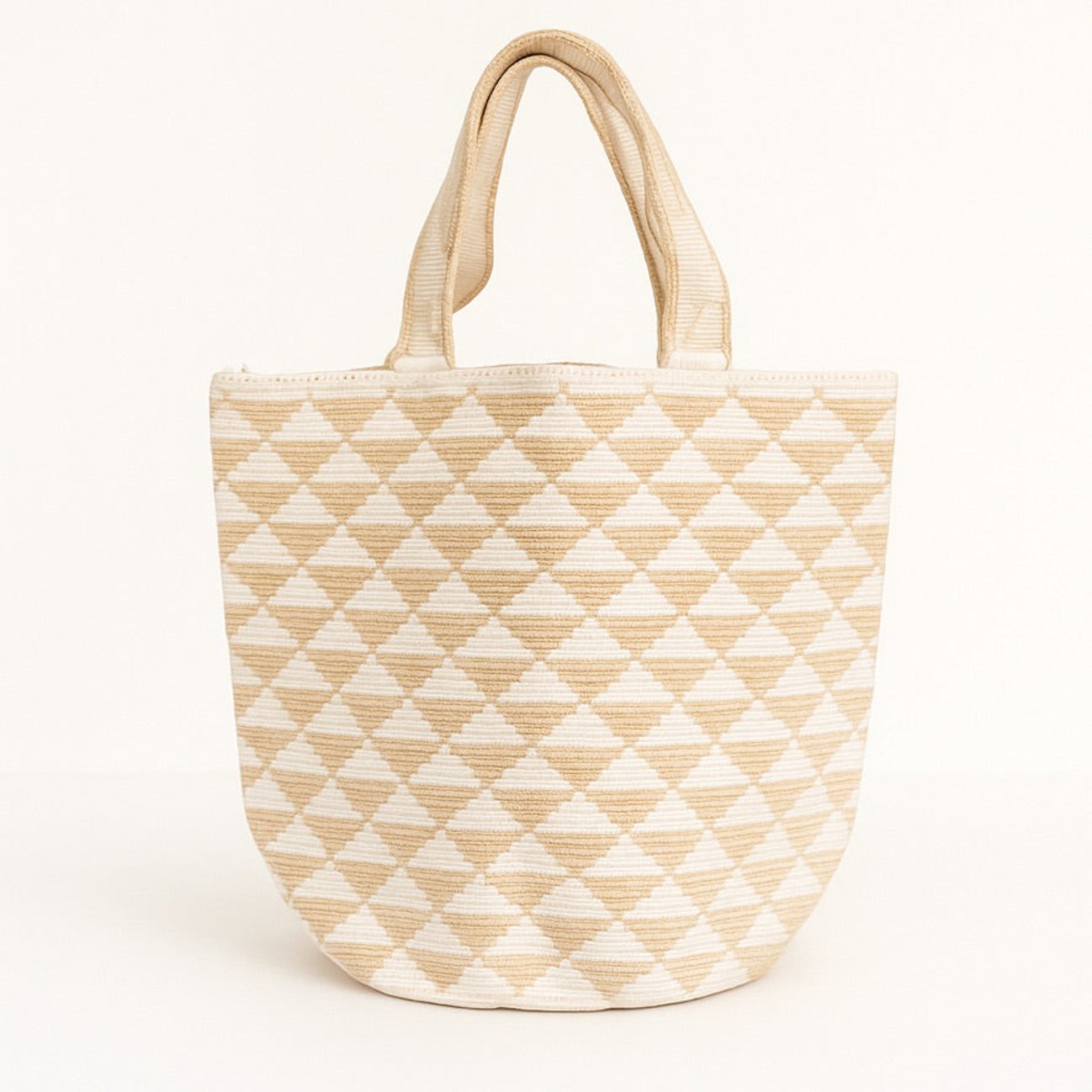 Tote bag Maxi Wayuu Clara artigianale colombiana realizzata a mano all'uncinetto con motivi tradizionali colorati
