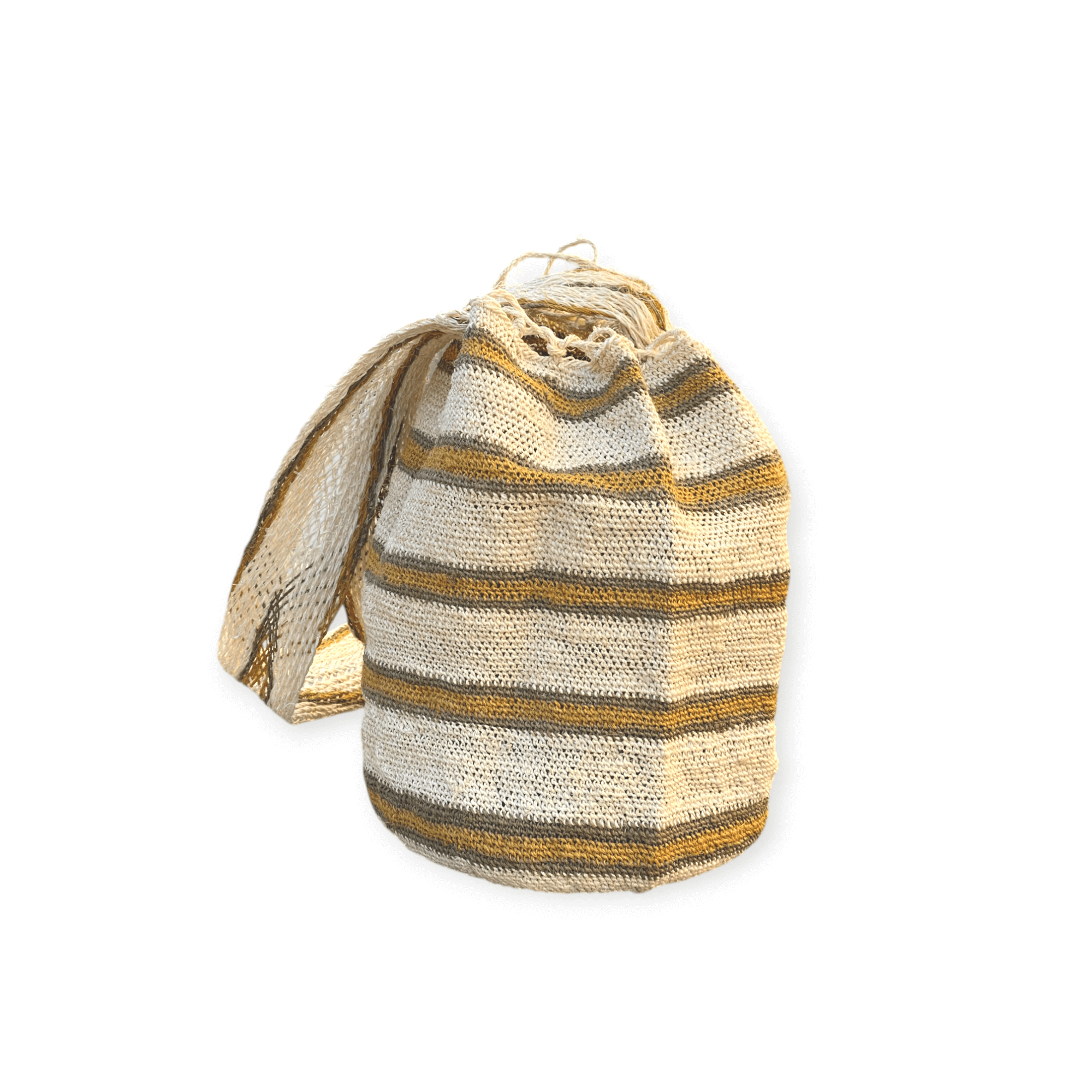 FIBI Bag Madrid in fique fiber, lightweight and eco-friendly, showcasing natural tones of beige and green.