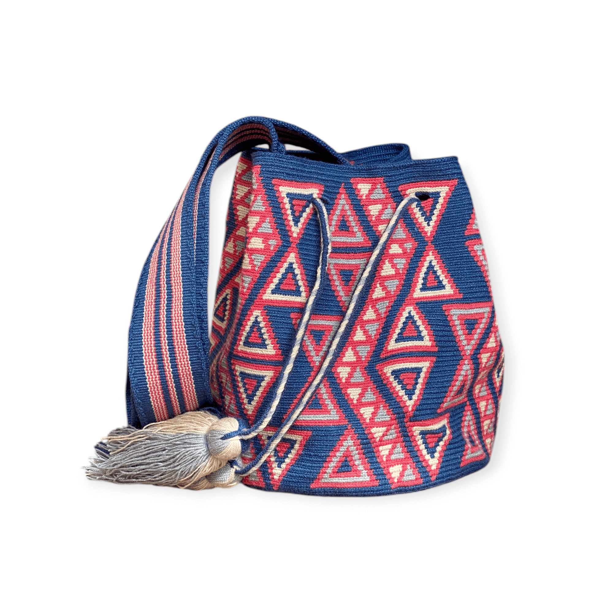 Mochila Wayuu Coralina media intrecciata a mano in Colombia – Volver Bags