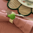 Decorazione tavola con portatovagliolo pera artigianale , tavola apparecchiata